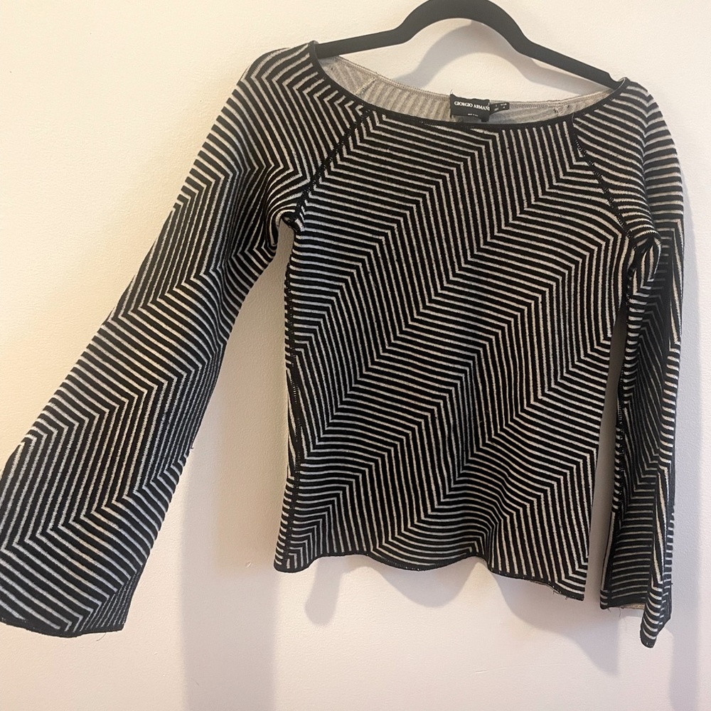 Vintage Giorgio Armani Black and White Knit Top
